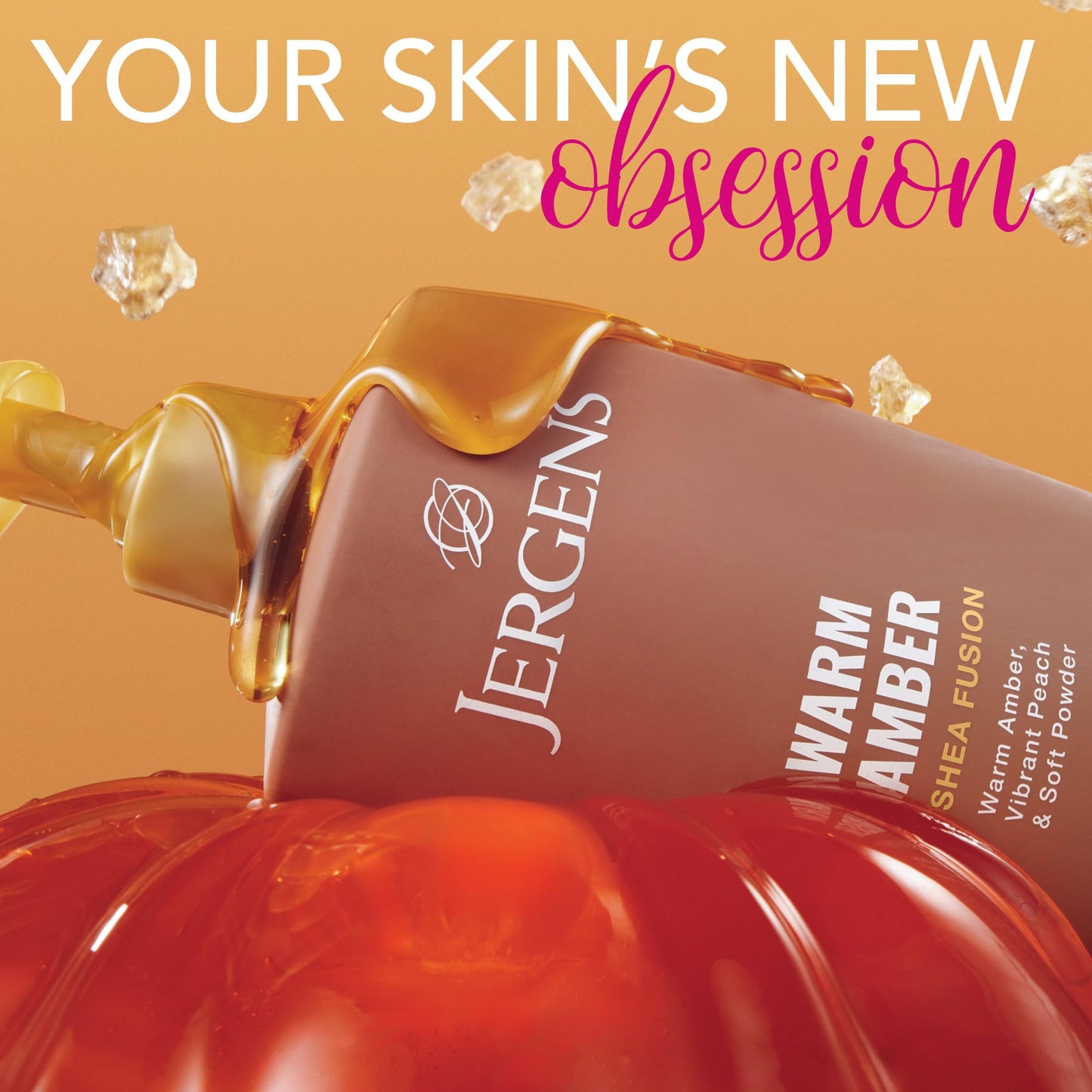 Jergens Shea Fusion Warm Amber Scented Lotion, Moisturizing Body Lotion with Shea Butter and Vitamin E, 14 fl oz