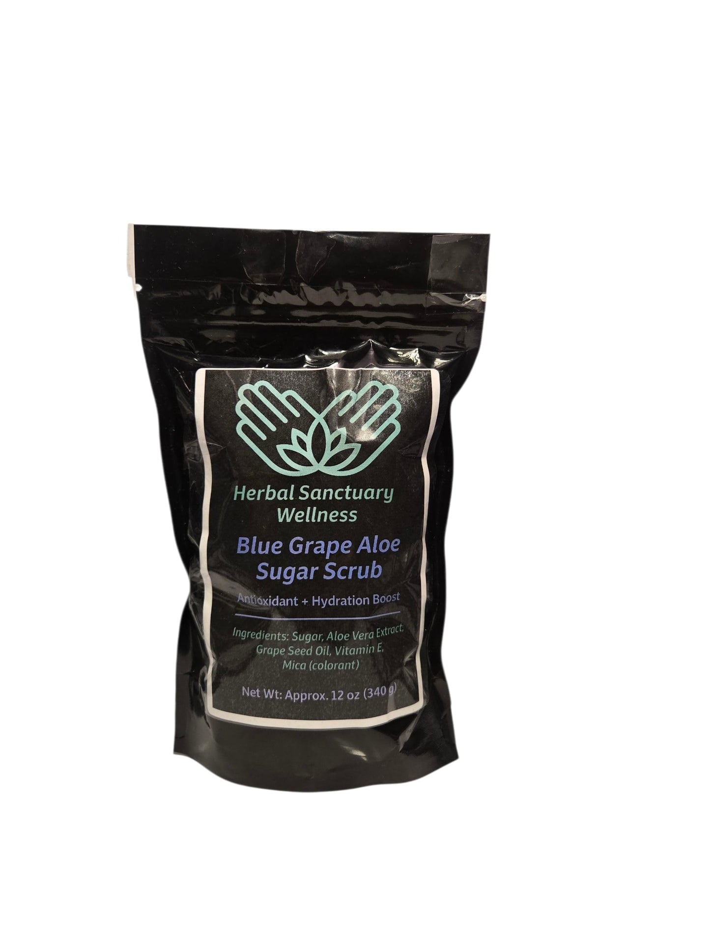 Herbal Sanctuary Wellness Blue Grape Aloe Sugar Body Scrub with Antioxidant, Hydration Boost, Natural Exfoliant, 12 oz