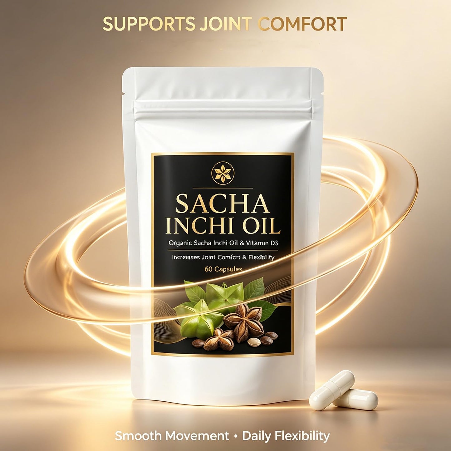 Roreiye Organic Sacha Inchi Oil & Vitamin D3, No Fish Oil, 60 Capsule