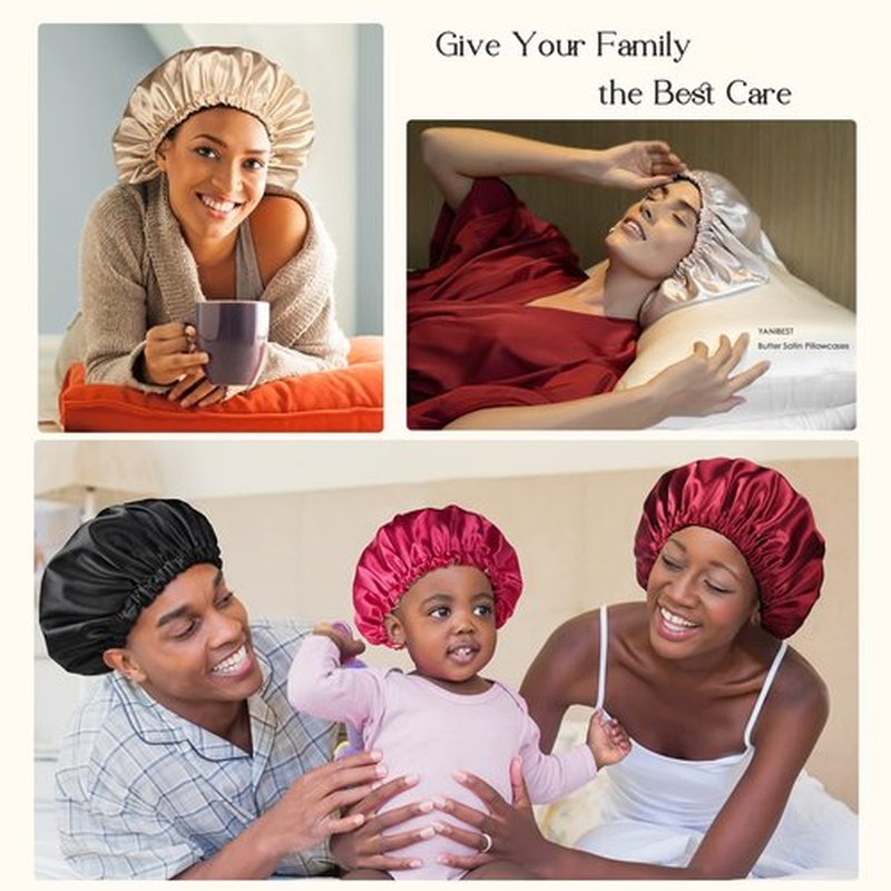 YANIBEST Silk Bonnet Satin Bonnet for Sleeping Women and Men, Adjustable Double Layer Hair Bonnet for Curly Braids Hair