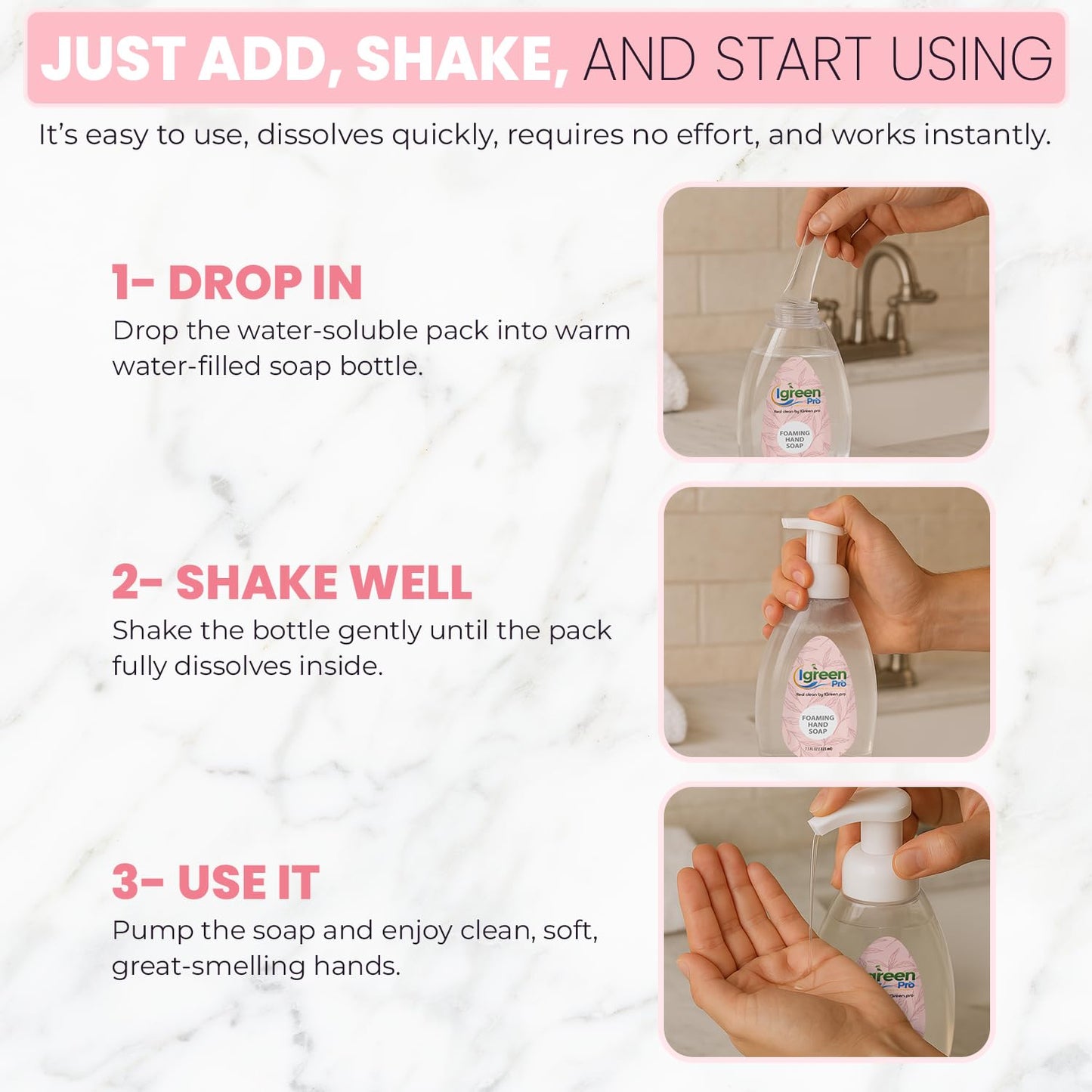 IGreen Pro Foaming Hand Soap I Hand Soap l Clean Hands I Great Scent I Soft Hands I Make 15 bottles x 8 OZ = 120 Oz I 15 Packs(Water Soluble)