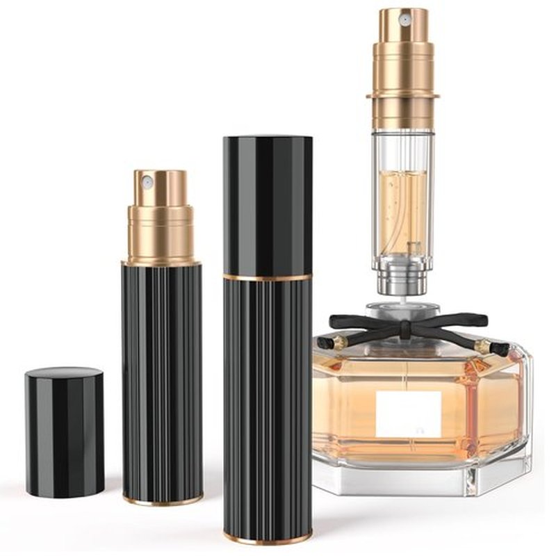YIERSO 5ml Perfume Travel Refillable Bottle,Bottom-Filling Perfumes Atomizer,Mini Cologne Dispenser, Portable Fragrances Sprayer Pocket Size Perfume Container for Women Men Cruise Trip Gift (Black)