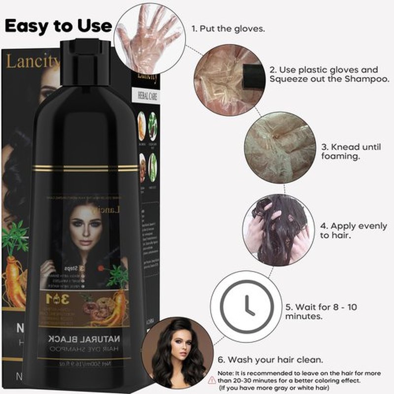 Lancity Hair Dye Shampoo for Men Herbal Ingredients