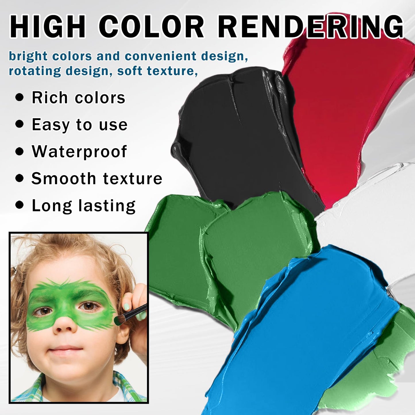 DAMUSI 3 Colors Body Face Paint Sticks Professional Eye Black Stick