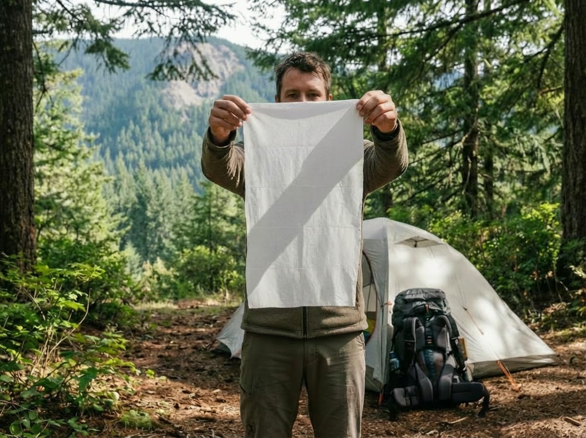 XXL Shower Wipes - Individually wrapped 23.6" * 11.6" large format body wipes. 100% plant fiber, Tea Tree oil infused, biodegradable, sustainably sourced. For face and body. Camp Fish Hunt Golf!