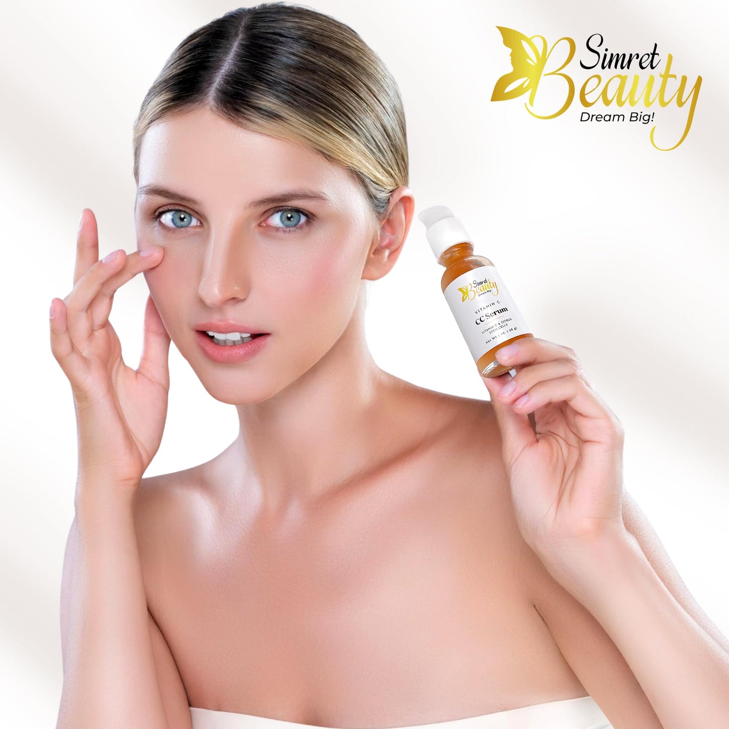 Simret Beauty Vitamin C CC Serum - Complexion Corrector with Citrus Stem Cells & Hyaluronic Acid, Anti-Aging, Hydrating, Dark Spot Corrector, Brightening & Firming serum, 1 oz