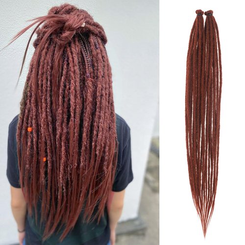 Synthetic straight double tail dreadlocks Hippie style punk crochet 24 inch 20 strands thin 0.6cm female flexible cord extension Synthetic hair crochet hair extension #350