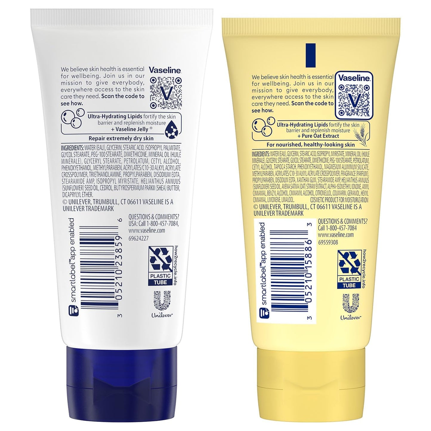 Vaseline Intensive Care Lotion Bundle – Advanced Repair Unscented Formula and Nourishing Moisture Hand and Body for Extremely Dry Skin, 2 OZ Ea (2 Piece Set)
