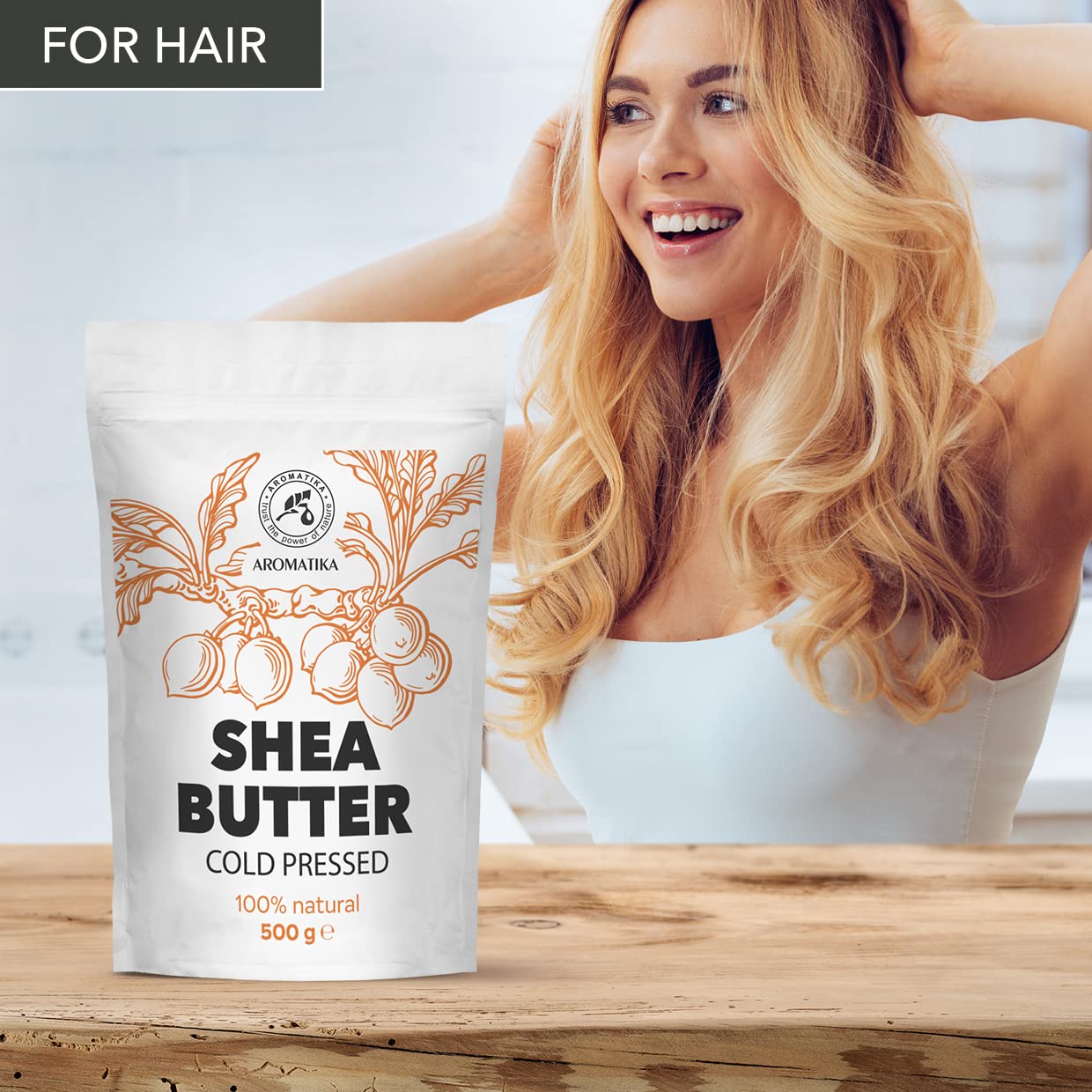 AROMATIKA Shea Butter 17.5 Oz (500g) - Unrefined Raw/Pieces - Africa - Ghana - 100% Pure Shea Butter Body Butter - Cosmetic Grade - for Hair Skin Lip Face Feet Body Care - Massage
