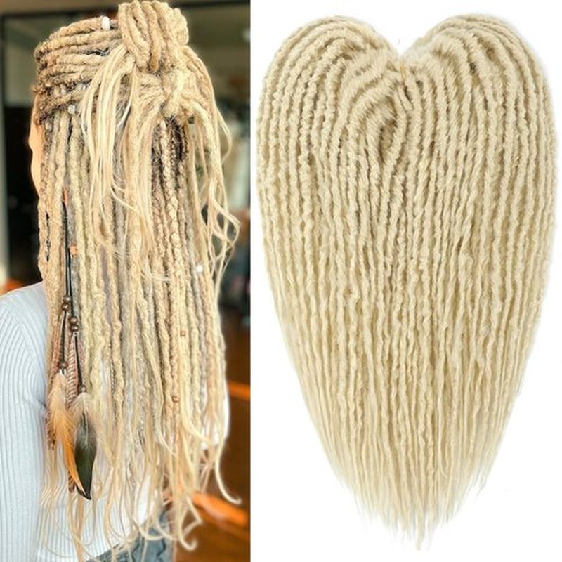 Aguacor Synthetic Textured Dreadlocks Straight Double Ended Dreadlock Extensions with Texture 20inches 25 Strands Thin Soft DE Dreadlock Extensions for Women (25 Strands, 613#)