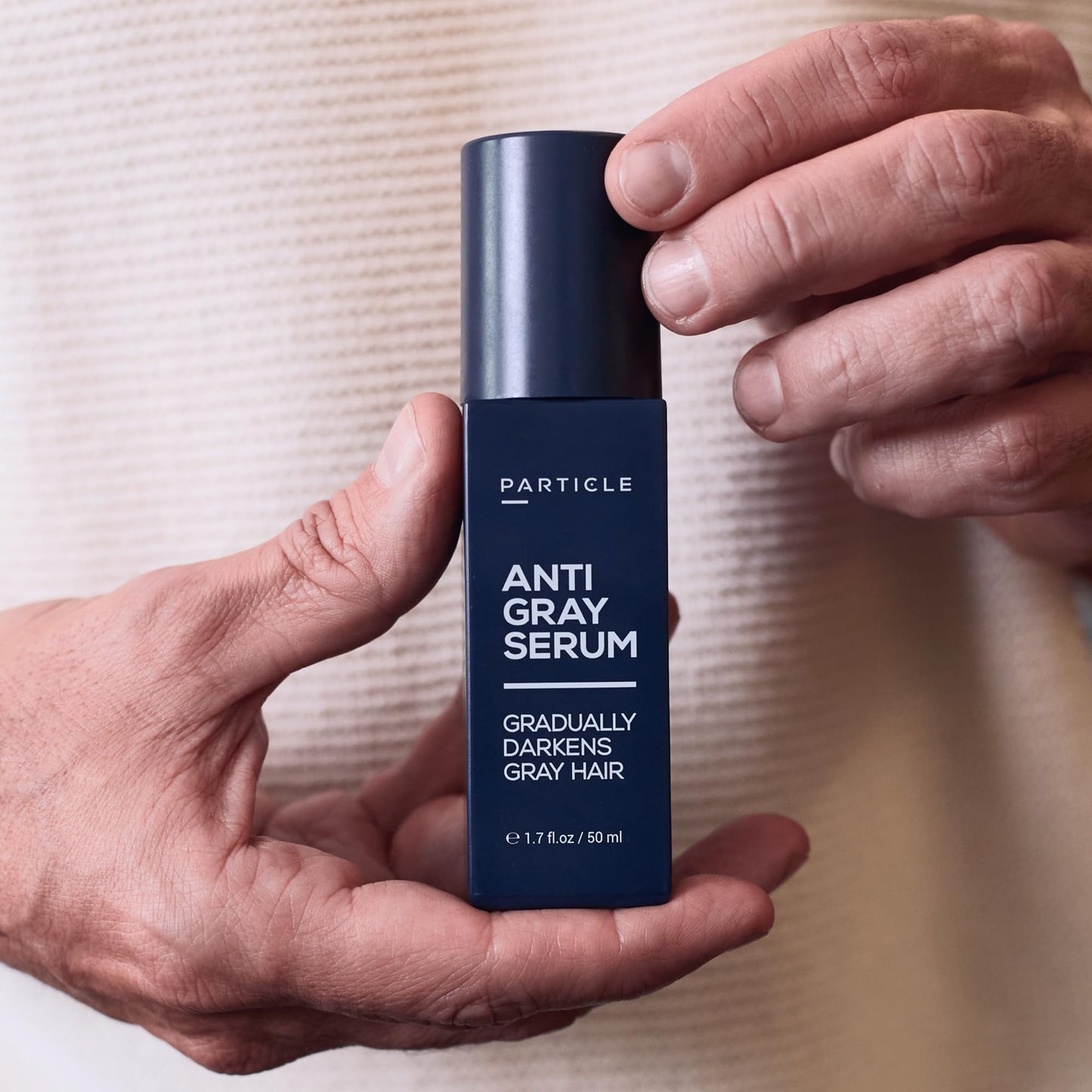 Particle Anti-Gray Serum for Men – Gradually Reduces Gray Hair on Head & Beard Without Dye – Natural Gray Reduction with Silverfree™, Vitamin A, Melitane & Allantoin – Peroxide & Ammonia Free