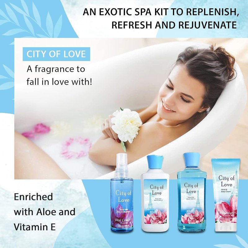 Bath & Body Kit - Ideal Skincare Gift Set | 3 Fl Oz Body Lotion, Shower Gel, Cream & Fragrance Mist