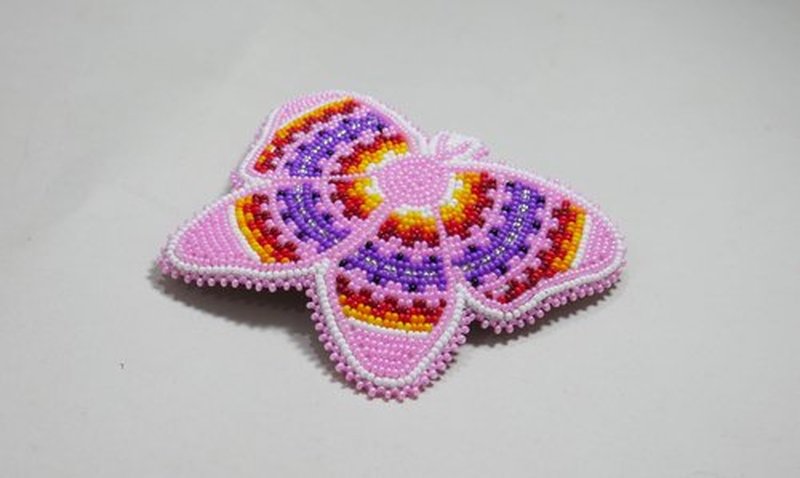 Beaded Hair Clips Native American Style Handmade Collection (Butterfly (Baby Pink))