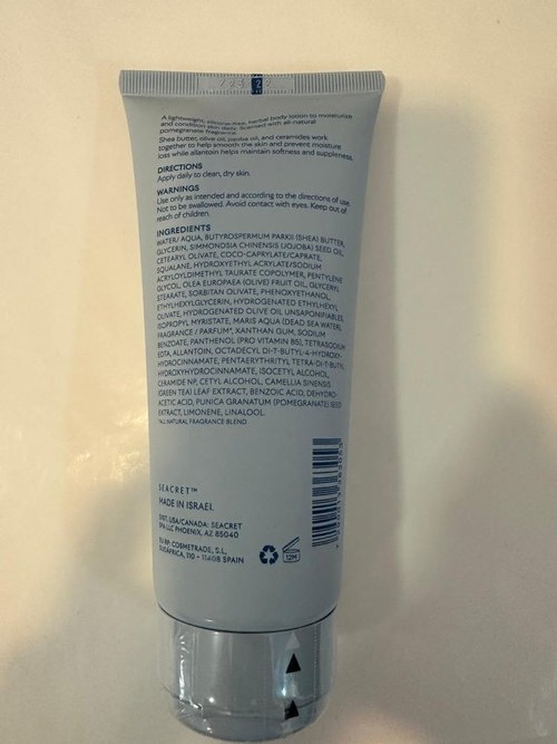 SEACRET POMEGRANATE BODY LOTION: Daily Moisturizing Lotion with Dead Sea Minerals, Chamomile, Avocado Oil, Aloe Vera, Vitamin A & E for All Skin Types, 6.8 Oz