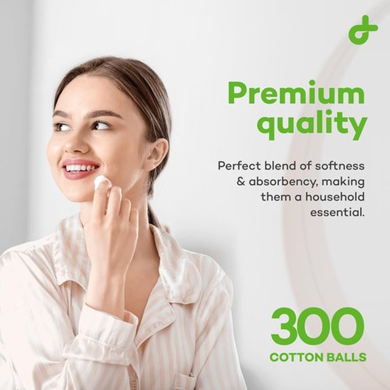 Dealmed 300 ct. Cotton Balls for Face, Makeup, Medical Uses, & DIY Crafts | Non-Sterile Bulk Pack | Resealable Zip-Locked Bag | 100% Pure Cotton, Soft, Absorbent, Gentle (Pack of 1)