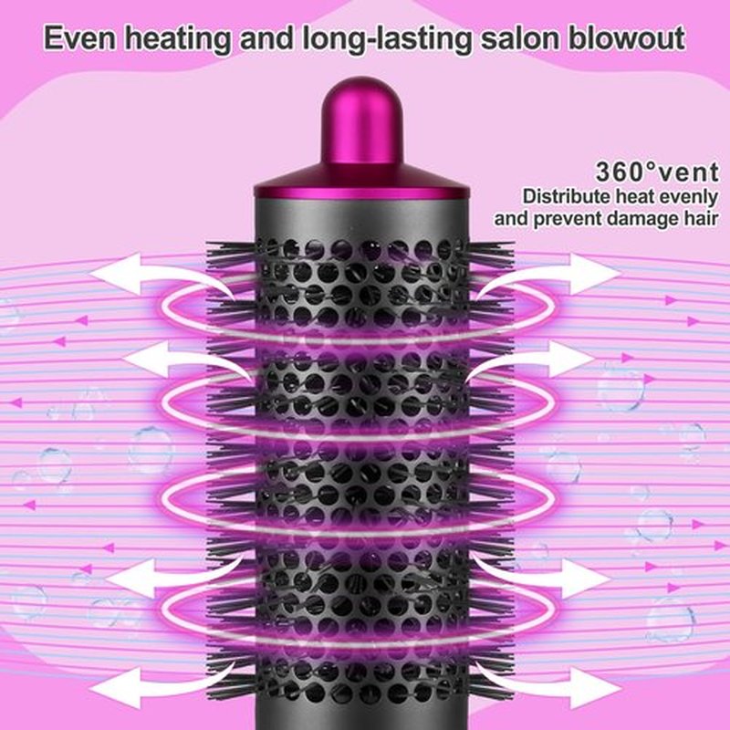 AFDD Round Volumizing Brush and Anti-Flight Flyaway Attachment for Dyson Airwrap Styler HS01/HS05, Hair Smoothing Drying Volumizer Styling Kit Attachment Compatible with Airwrap(Rose)