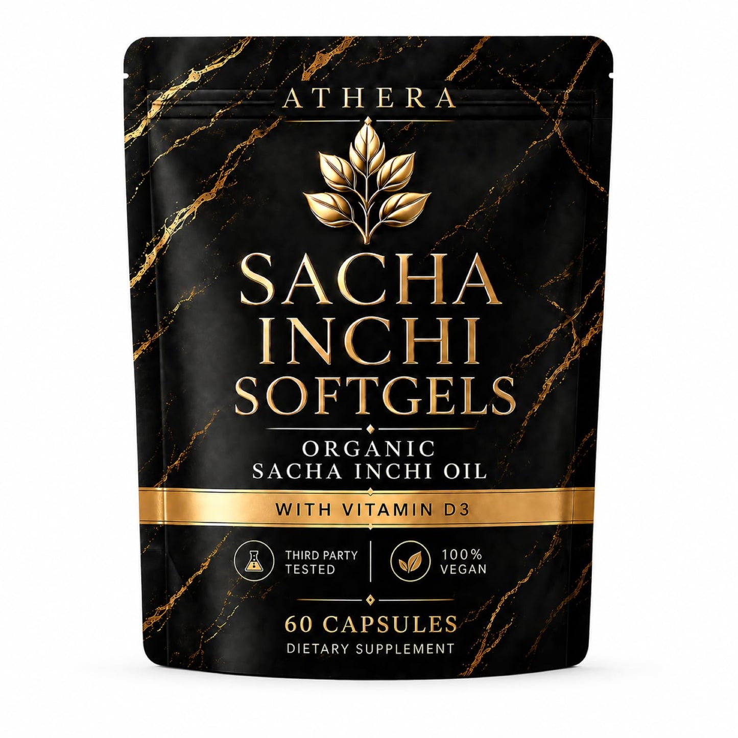 OIMTUE Athera Sacha Inchi Oil Capsules, Organic Sacha Inchi Oil & Vitamin D3, 60 Softgels (1 pc)