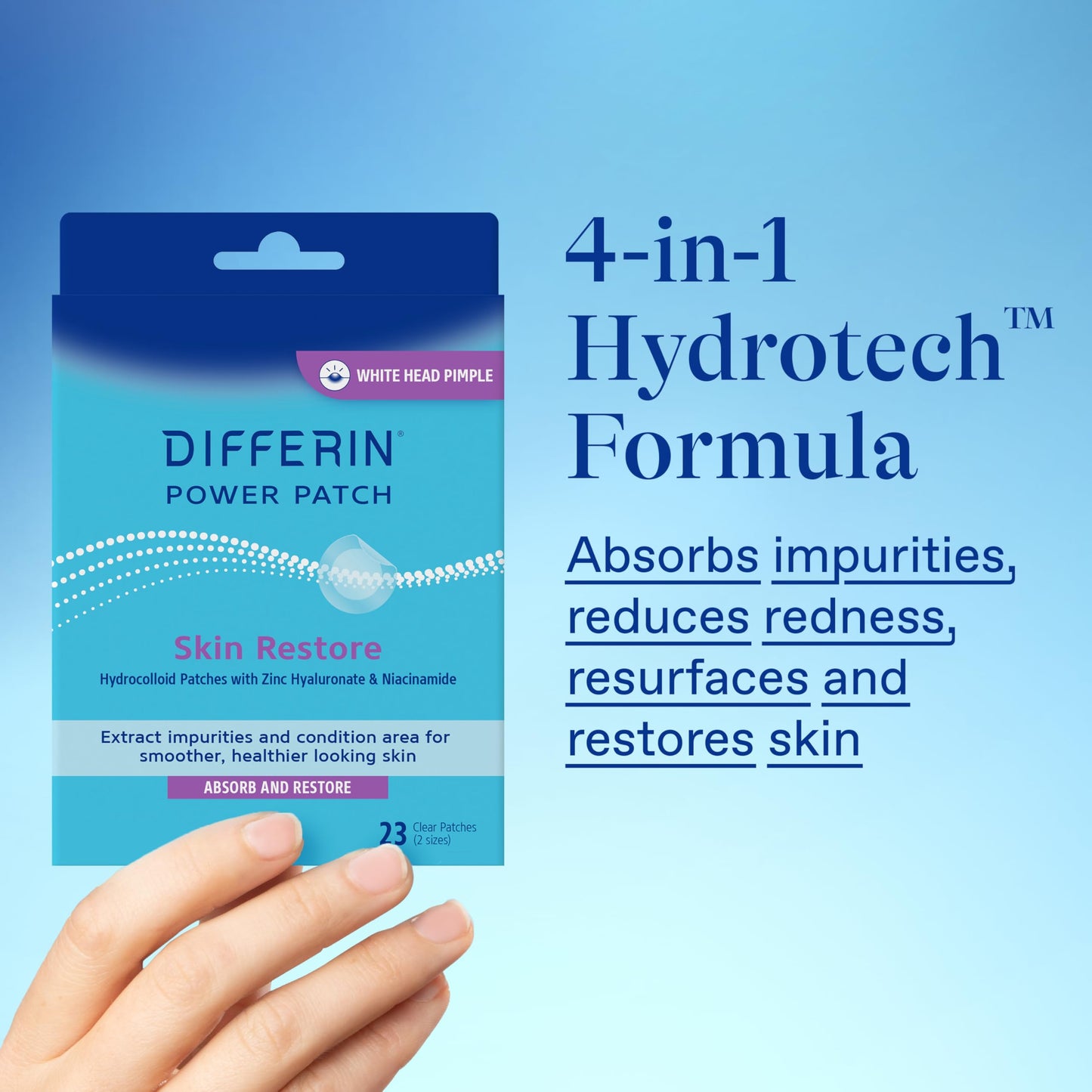 Differin Power Pimple Patches, Hydrocolloid Acne Treatment, 23 ct