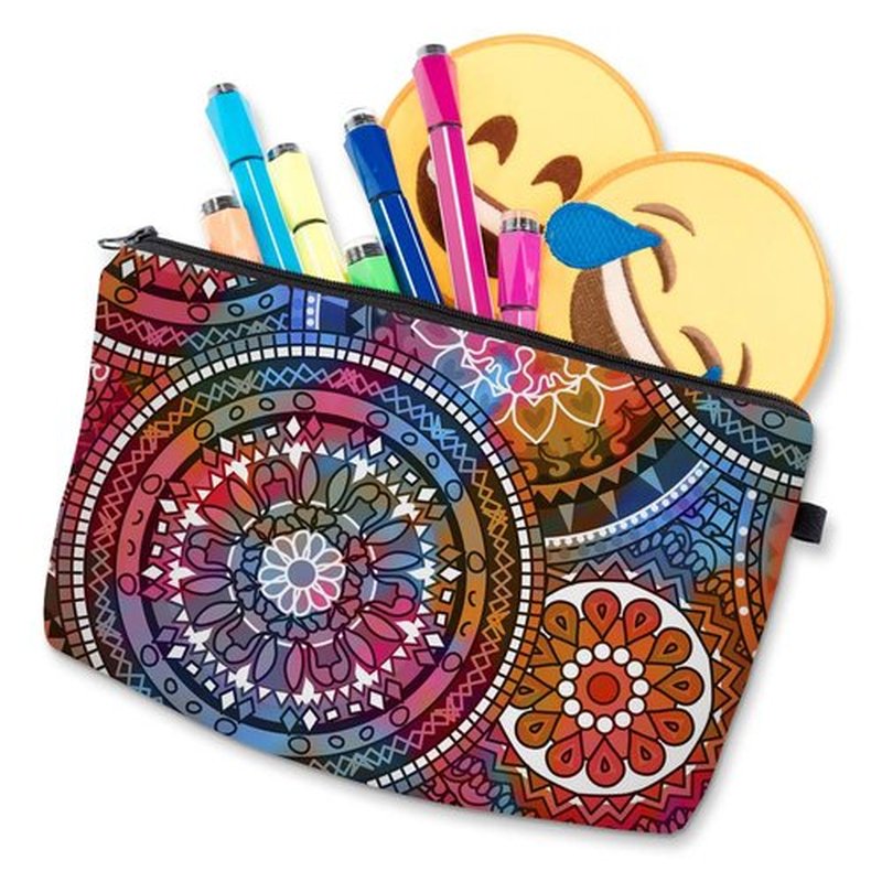 Deanfun Cosmetic Bag for Women, Mandala Flowers Waterproof Makeup Bags Roomy Toiletry Pouch Travel Accessories Gifts (51555)