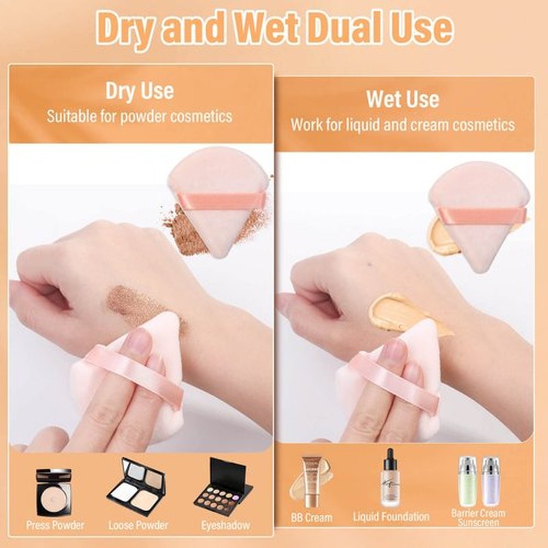 20pcs Triangle Powder Puff, Setting Powder Puff for Make Up, Face Puff Pads for Loose Powder and Press Powder, Makeup Sponge Powder Applicator for Face and Eye