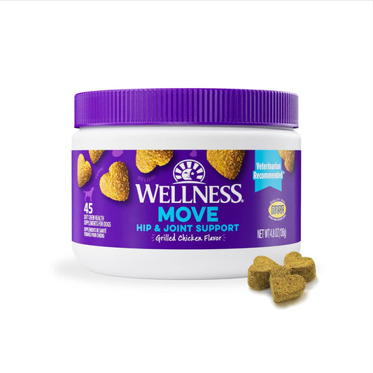 Wellness Grilled Chicken Soft Chews - Hip & Joint Health Supplements for Dogs | 45 Count
