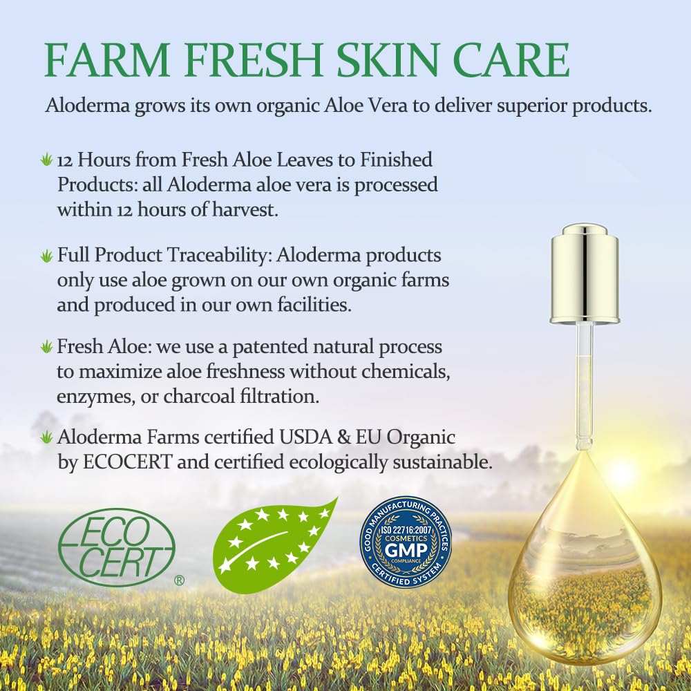 Aloderma Aloe Hydrating Hand Cream, 3.5oz Travel Size - Non-Greasy Gentle Hand Cream for Dry, Cracked Hands, Lightweight Lotion Made with Fresh Organic Aloe Vera and Shea Butter for Soft Hands