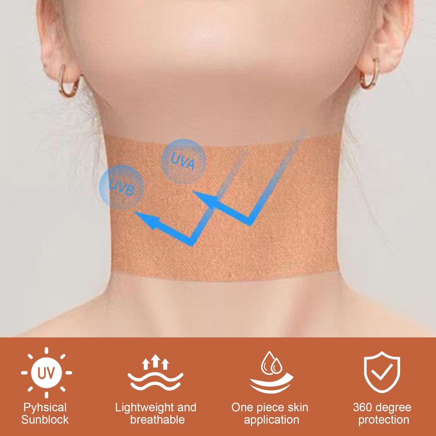 Face Lift Tapes Neck Sunblock Patche, Neck Lift Tapes Neck Sunscreen Tape Excellent Pyhsical Sunblock Protection Effect, Neck Stickers Sunscreen Tapes