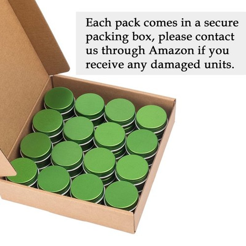 0.5 oz Screw Top Aluminum Tin Jar with Screw Lid and Blank Labels (Green - Pack of 32)