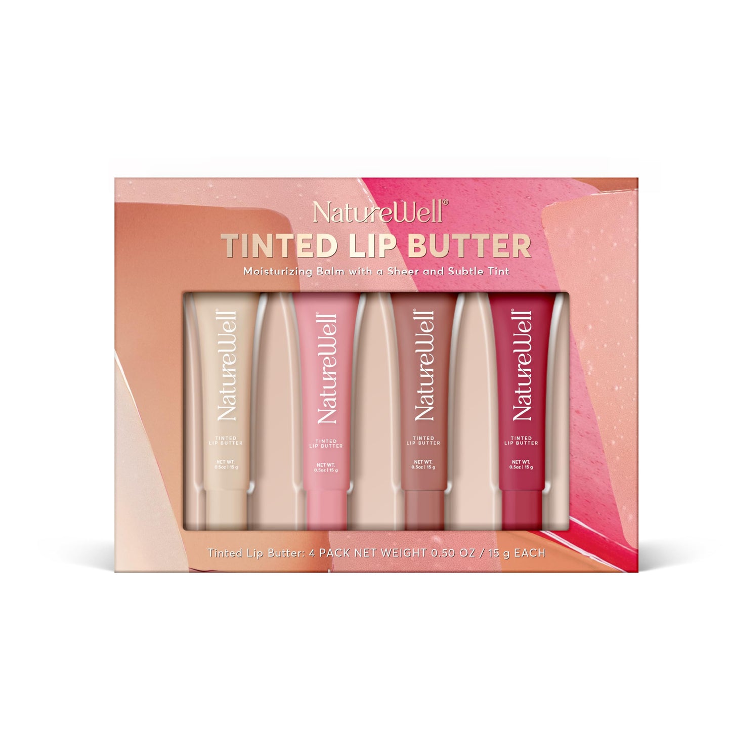 NatureWell Tinted Lip Butter Variety Pack of 4, 0.50 Oz Each
