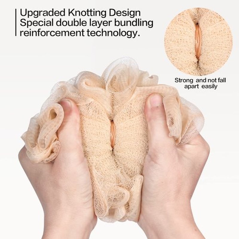 Fishent Bath Loofah Sponge, 3 Pack loofahs Exfoliating Body Scrubber, 60g Soft Mesh Pouf Shower Puffs, Loofa for Women and Men