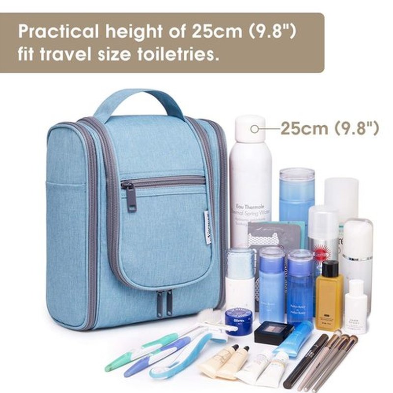 Narwey Small Hanging Travel Toiletry Bag Cosmetic Make up Organizer for Women and Men (Medium, Sky Blue)