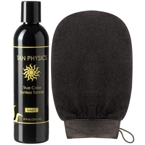 Tan Physics Self Tanner, 8 Fl oz with Exfoliation Mitt - Tan Physics True Color Sunless Tanner - Tan Physics Sunless Tanner - Self Tanners Best sellers - Quick Tan & Sunless Tan