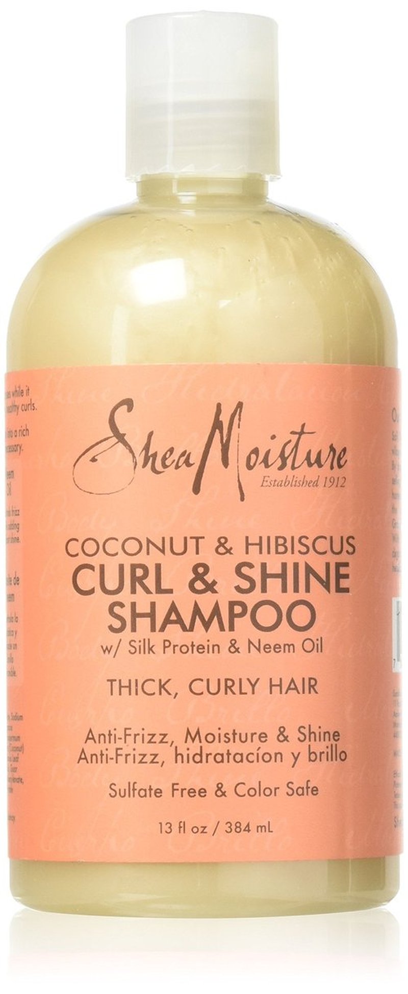 SheaMoisture Shampoo - Coconut & Hibiscus Curl & Shine, Sulfate-Free Shampoo, Coconut Oil, Vitamin E, and Neem for Frizz Control, Curly Hair Products for Women, 13 Fl Oz Ea (Pack of 2)
