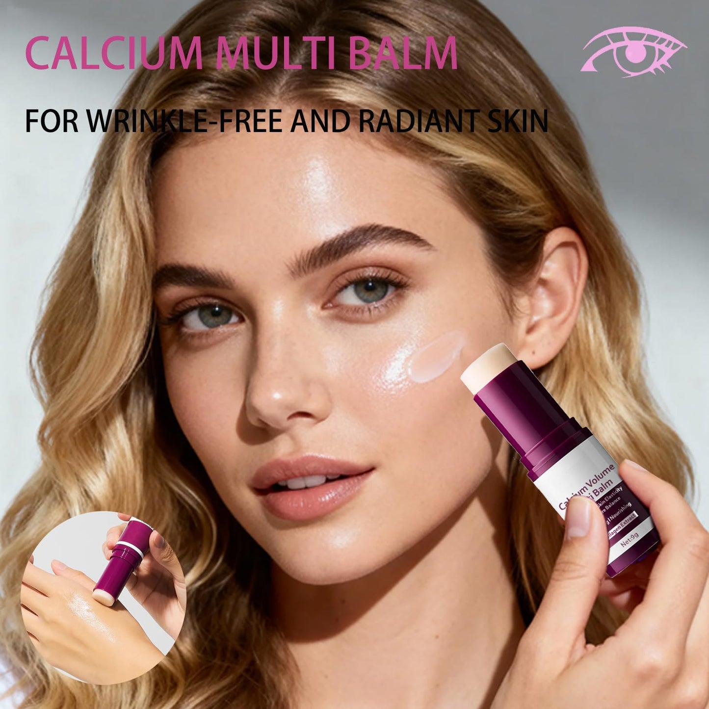 ONMYLOVIN 2-Pack Calcium Multi Balm Stick -Collagen Moisturizing Balm Stick for Face,Eyes & Neck, Anti-Wrinkle Eye Cream, Wrinkle Core Sticks For Firming Skin,Hydrating,Anti-aging