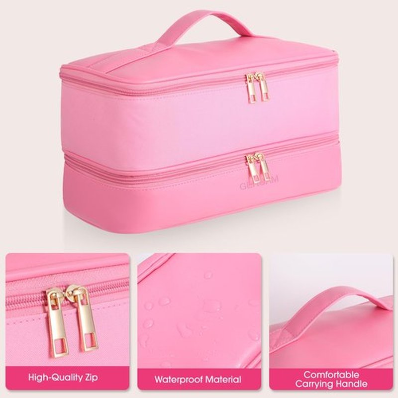 GENCAM Double-Layer Airwrap Travel Case for Shark Flexstyle, Carrying Case for Shark 430/440 Flexstyle, Travel Bag for Shark Flexstyle/Dyson Airwrap Styler and Attachments (rose red)