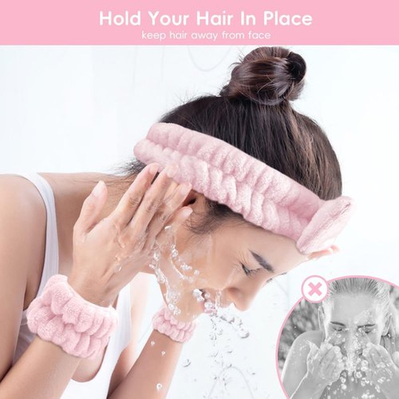 my novel things Hair towel wrap for women, Shower cap reusable waterproof, Shower cap and Hair Towel set, Come with a spa headband and wristbands Soft and Breathable for Long Thick Hair-SkinPink