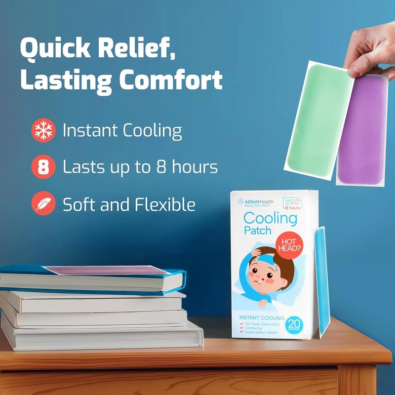 Cooling Patches for Kids - 20 Pack Fever Relief Stickers | Minty Cool, Multi-Color Baby Pads for Hot Weather & Headaches