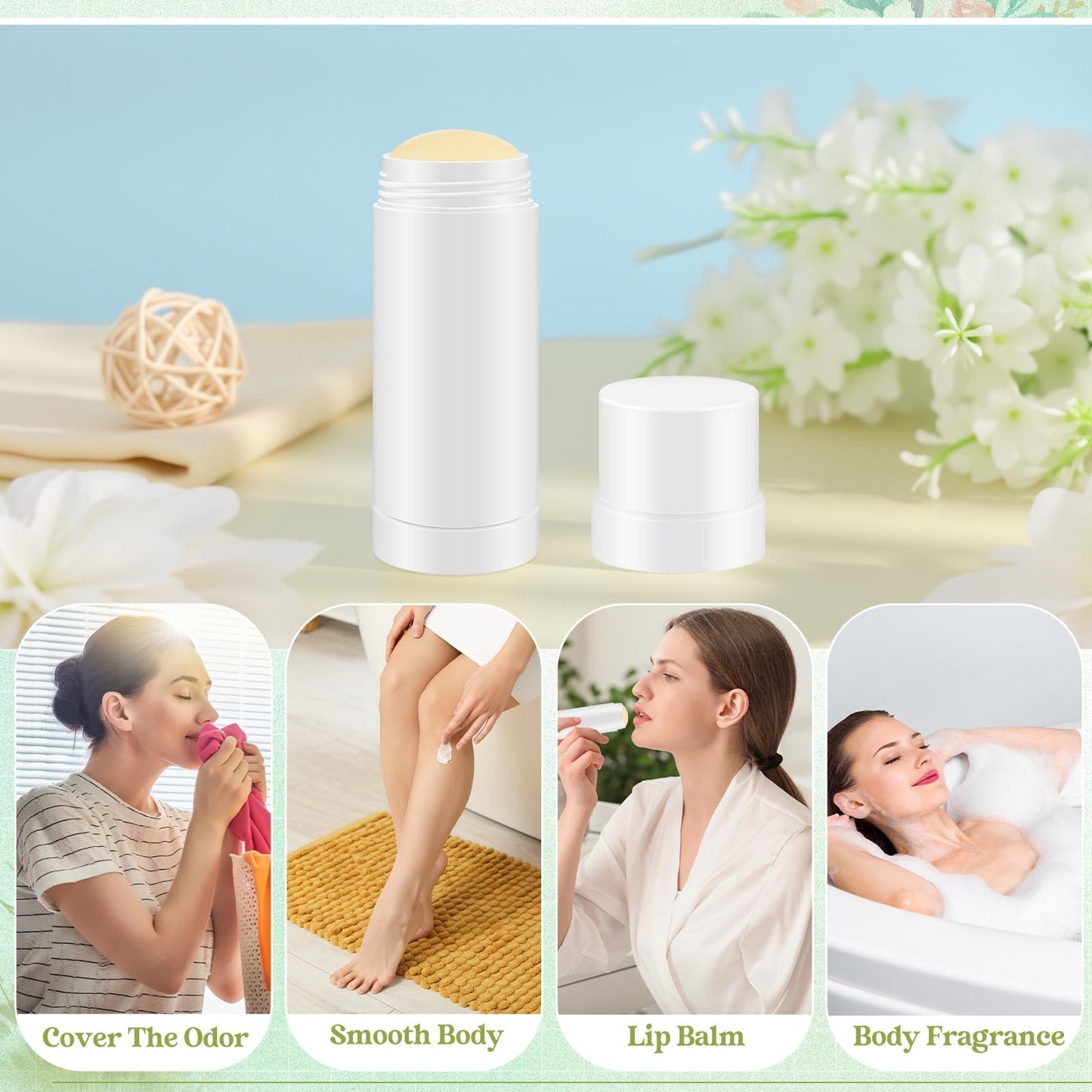 Teenyyou 30 Pcs 60ml/2oz Empty Deodorant Containers Twist Up Filling Bottle Refillable Plastic Deodorant Holder Tube for Homemade Lipstick Sunscreen Balm Lotion Bar (White)
