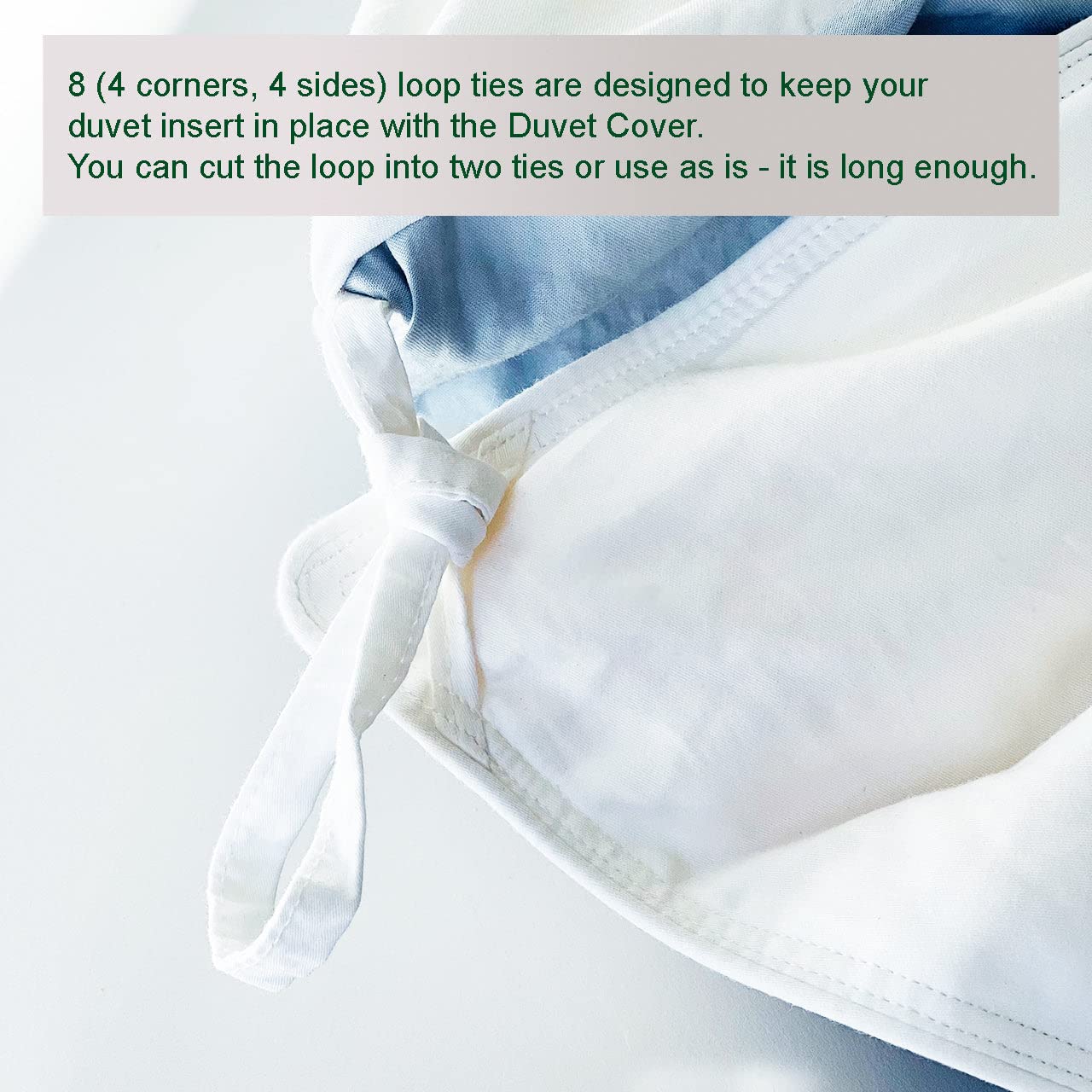 THE COTTON & SILK® 100% Luxury Long-Staple Cotton Duvet Cover - Soft & Breathable - Include 1 Duvet Cover with Corner Ties & Hidden Zipper - Misty Blue, Twin XL