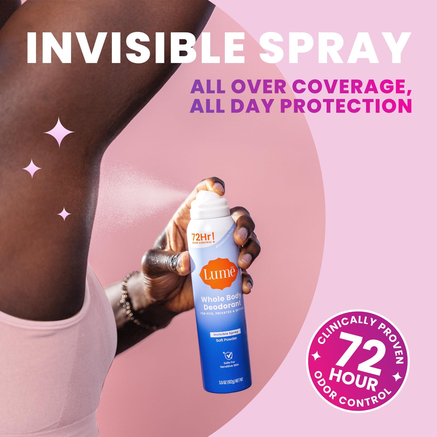 Lume Invisible Spray Deodorant For Women - Whole Body Deodorant Spray - 72Hr Odor Control - Ozone Friendly, Natural Propellant - Aluminum & Baking Soda Free, Skin Loving - 3.6oz, 2pk (Toasted Coconut)
