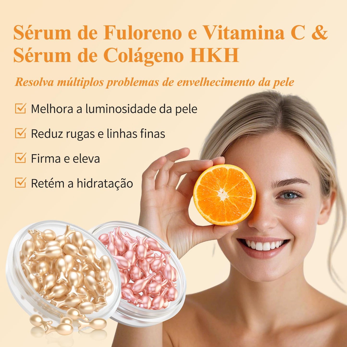HKH Vitamin C & Retinol Serum for Face - Vit C Oil Capsules with Niacinamide Anti Aging Skincare - Vit A Night Serum Capsules for Women - Moisturise Smooth Fine Lines Even Tone Firming Skin (38+38 ct)