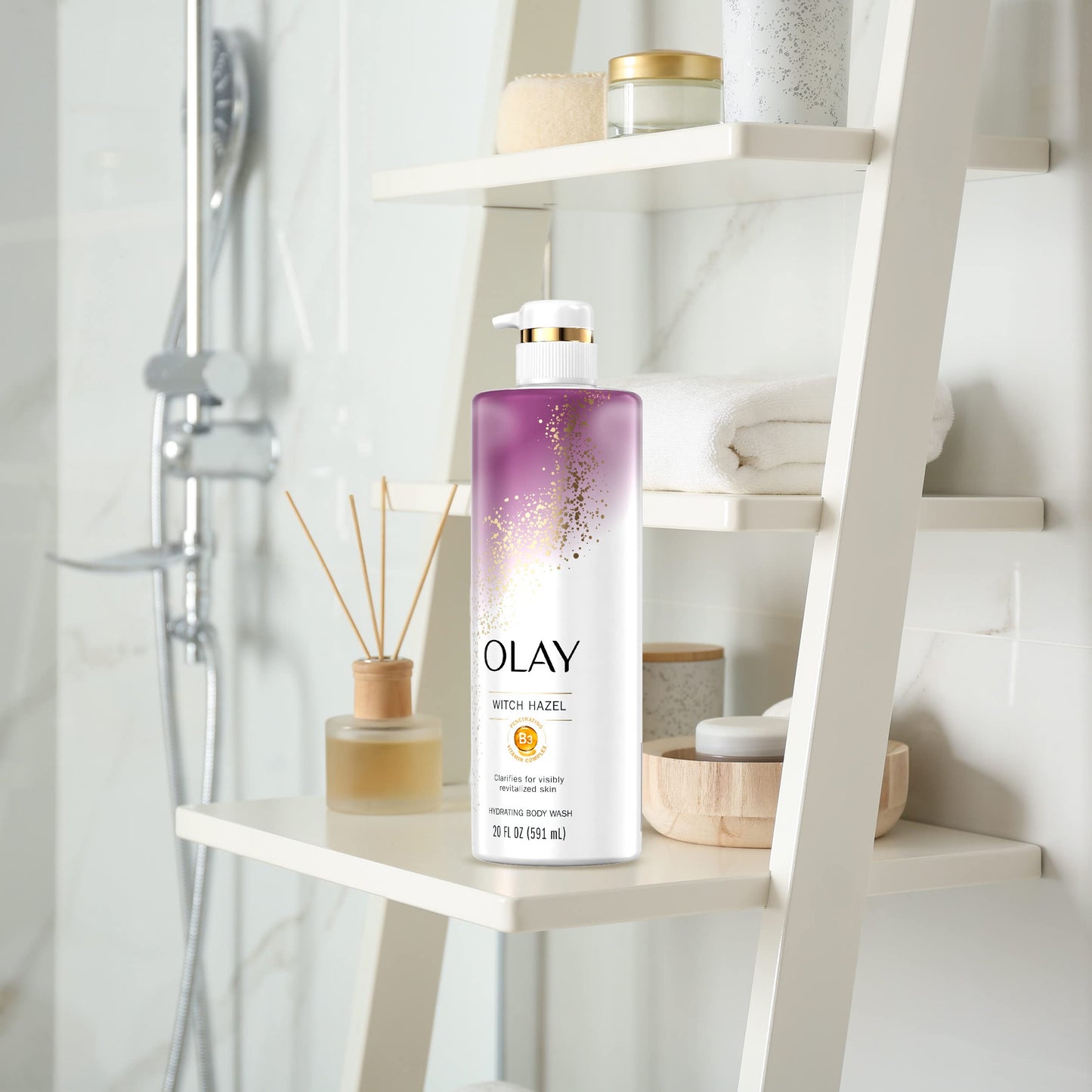 Olay Moisturizing Body Wash for Women with Witch Hazel and Vitamin B3, 20 fl oz (Pack of 4)