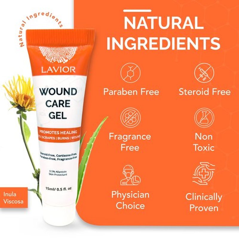 Hydrogel Wound Care Scar Gel - Fast Healing Ointment, Support Skin Repair - Clinically Tested, Hypoallergenic, Paraben & Steroid-Free. Podiatrist's Choice. Made in USA, by LAVIOR (2 Pack)