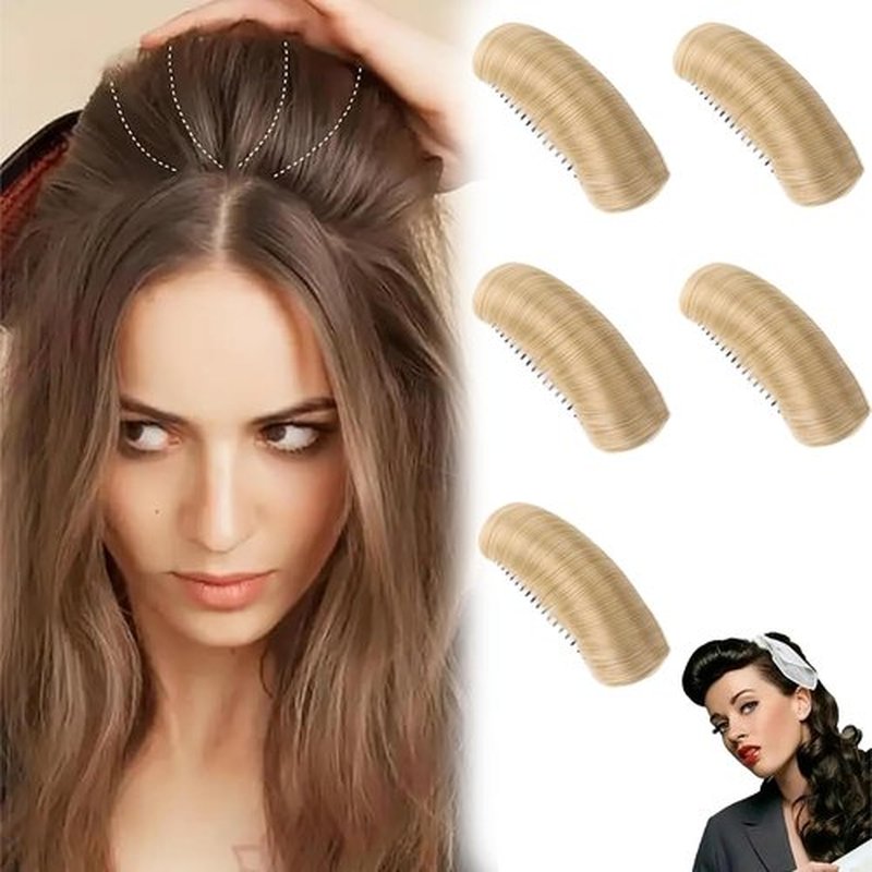 Invisible Fluffy Hair Pad, Natural Hair Bump Clip for Volume, DIY Heighten Hair, Fluffy Hair Pad Styling Insert Tool, Hair Bun Invisible False Hair Clip(5pcs, Blonde)