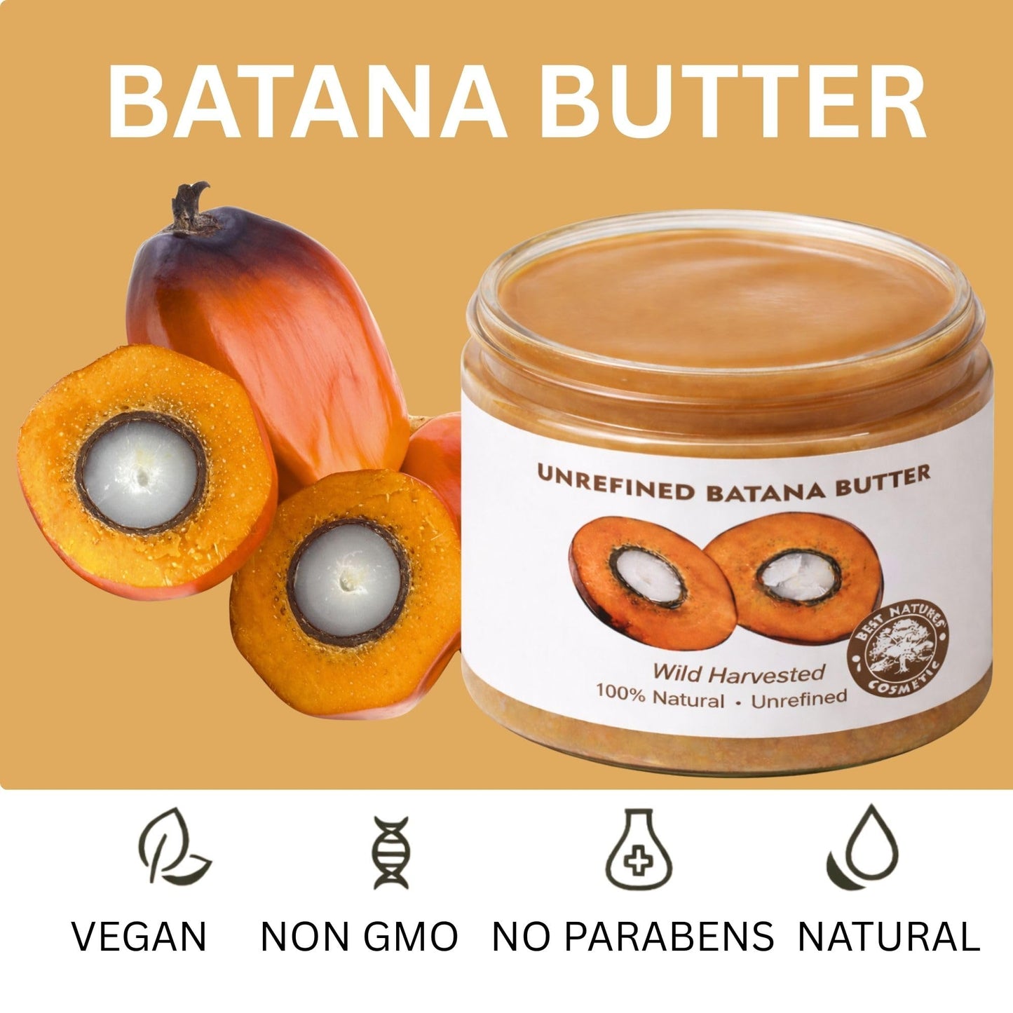 Best Nature's Cosmetics Raw Batana Butter – 100% Pure Organic Unrefined Hair & Scalp Butter for Thick, Natural, Curly Hair – Raw Scalp Mask for Women & Men - 5 fl oz / 150 ml