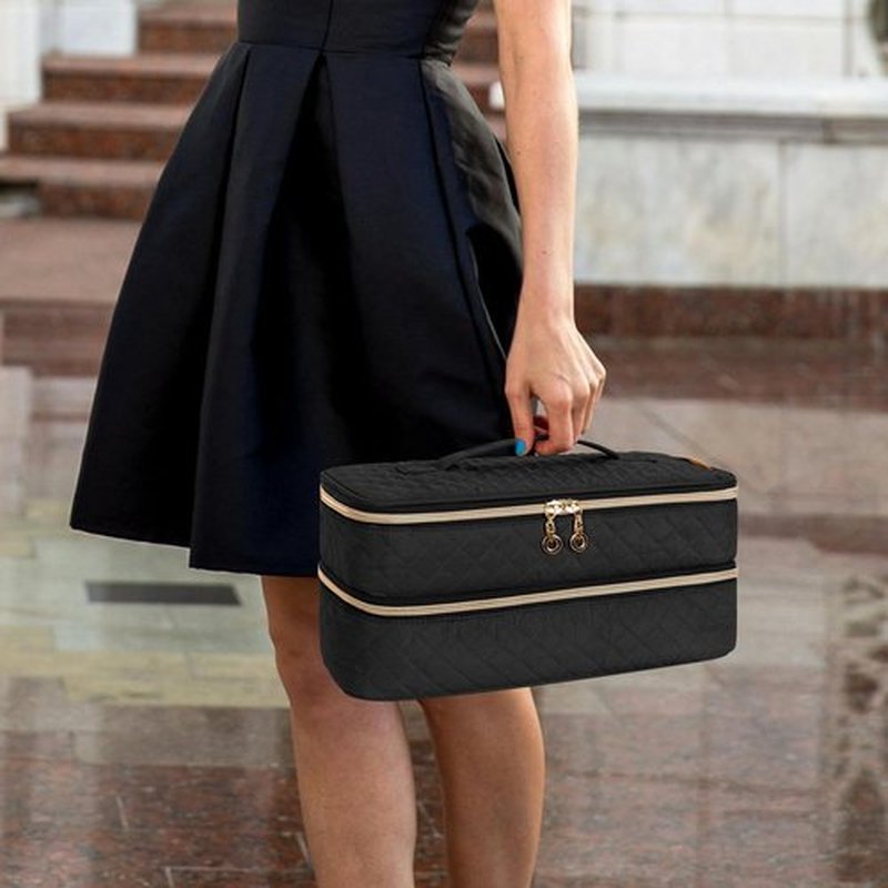 Teamoy Travel Carrying Case Compatible with Shark FlexStyle Styling (HD 435/430),Double-Layer Hair Accessories Tools Storage Bag for Hair Dryer Airwrap Styler and Attachments, Black