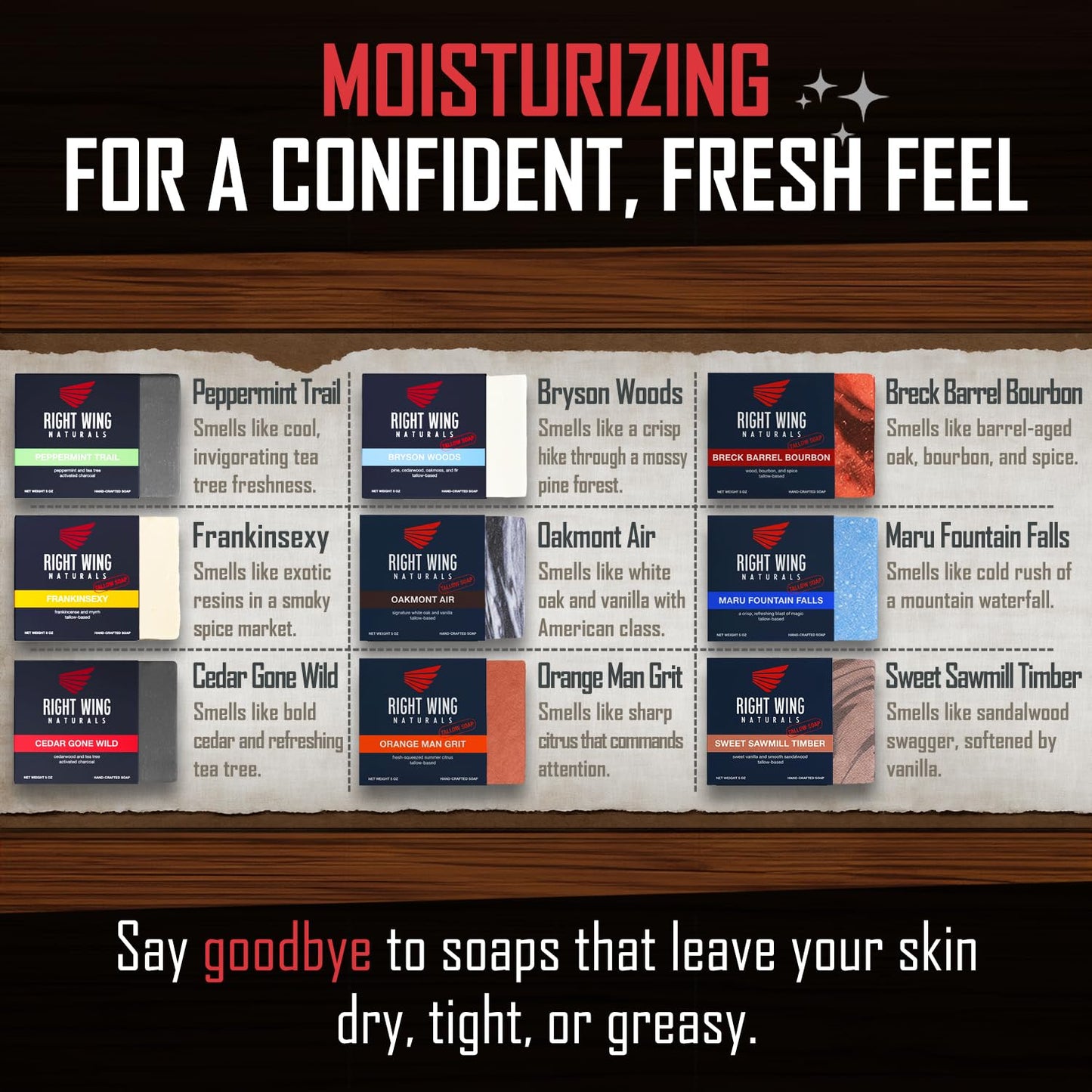 Right Wing Naturals Bar Soap Gift Set for Men | Handcrafted Cold-Pressed | Handmade Organic Soap for Men | Most Popular Flavors | Natural Scented Men’s Bar Soap| Pack of 9 Bars (UNCLE TED'S 9-PACK)