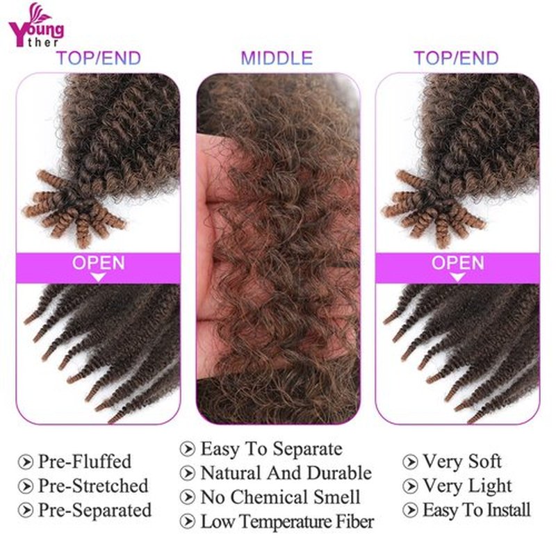 7 Packs Pre-Stretched Marley Twist Braiding Hair 16 Inch Soft Springy Afro Twist for Faux Locs Crochet Hair Spring Twist Braiding Hair Extension(16 Inch (Pack of 7), T30)