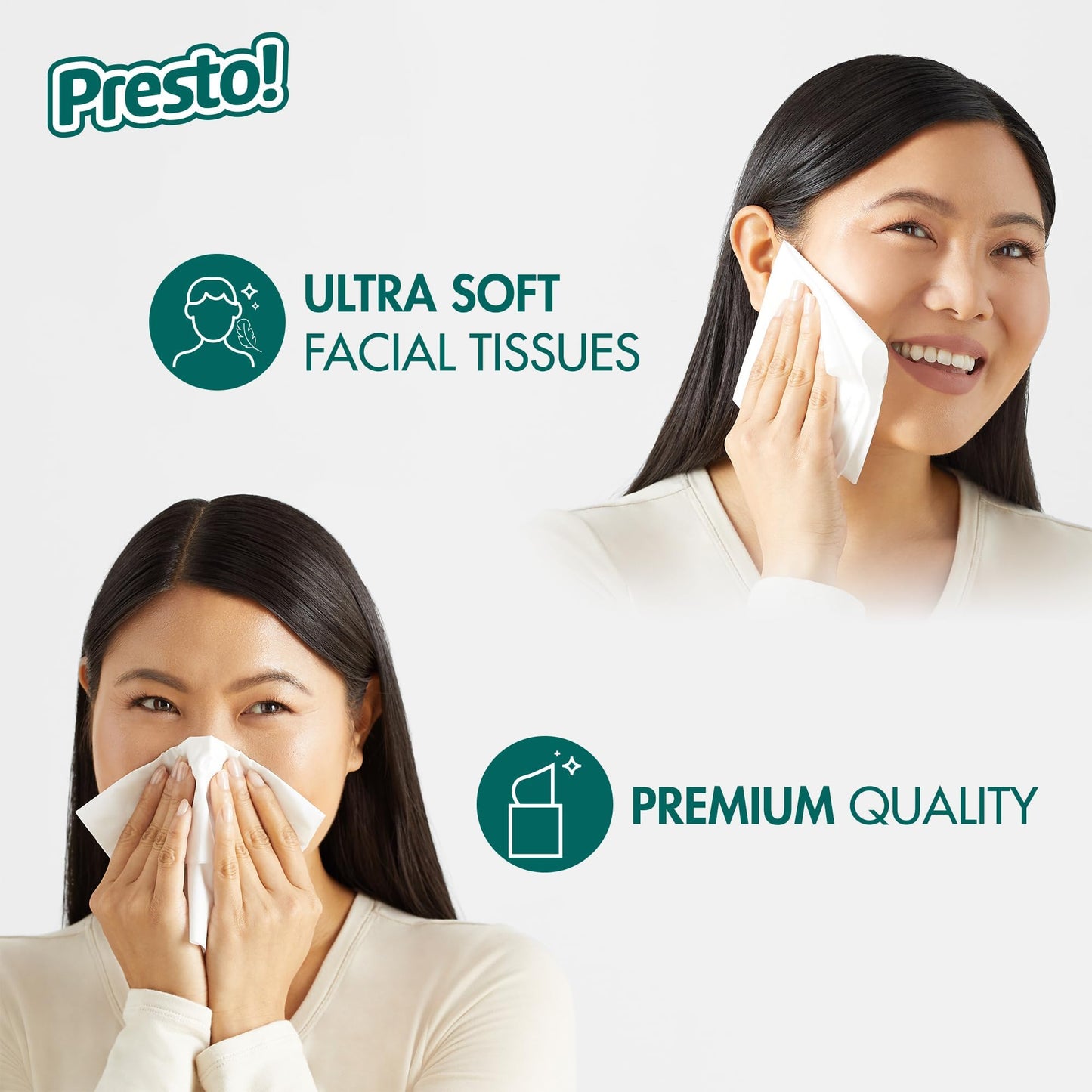 Amazon Brand - Presto! Ultra-Soft 3-Ply Premium Facial Tissues, Colorful Boxes, 1188 Count (18 Packs of 66), (Packaging May Vary)