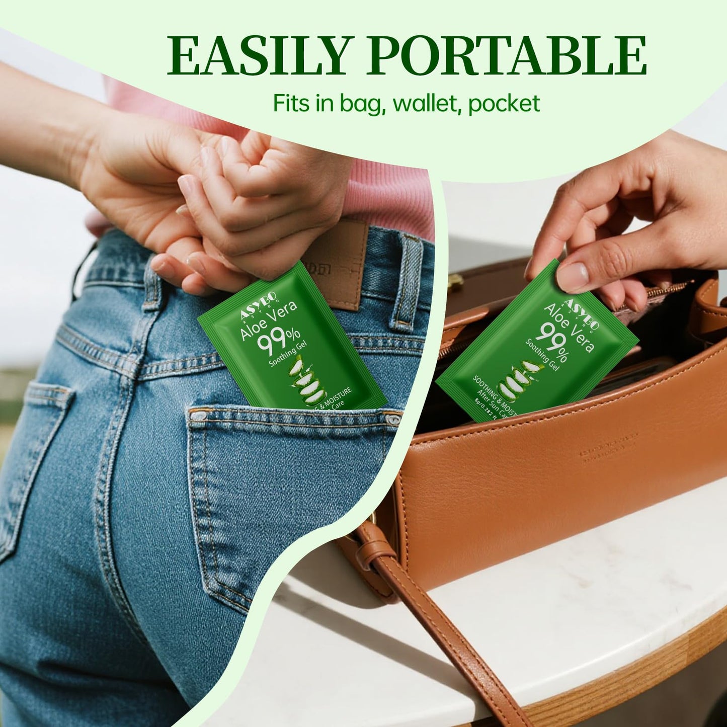 ASYBO 30 Pack Natural Aloe Vera Gel -99% Pure Moisturizing Aloe Vera, Soothing and Hydrating, Sunburn and Scar Repair, Portable Travel Size, After Sun Care for Face Body Hair
